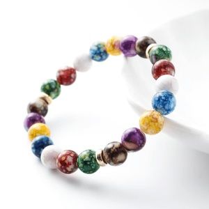 7 Chakra Reiki Healing Stone Bracelet Yoga Balance Energy Imitate Volcanic Stone